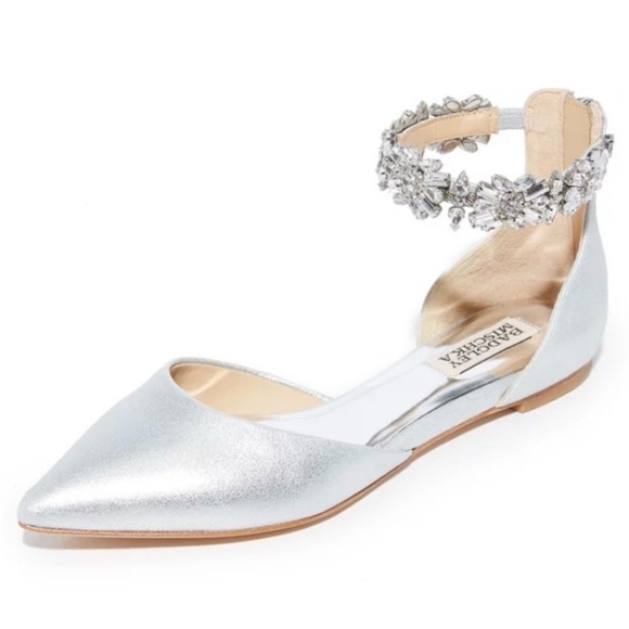 Badgley Mischka Jeweled Ankle Flats - Picture 1 of 6